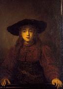 REMBRANDT Harmenszoon van Rijn The Girl in a Picture Frame, oil painting reproduction